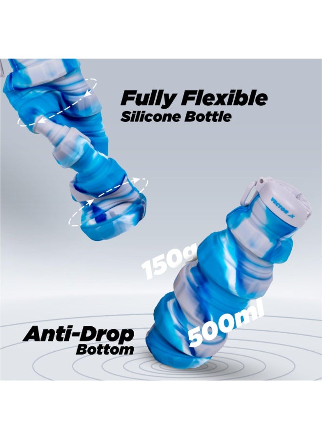Vector X Flexible Portable Water Bottle with Flip Top Lid - Blue - Image 5